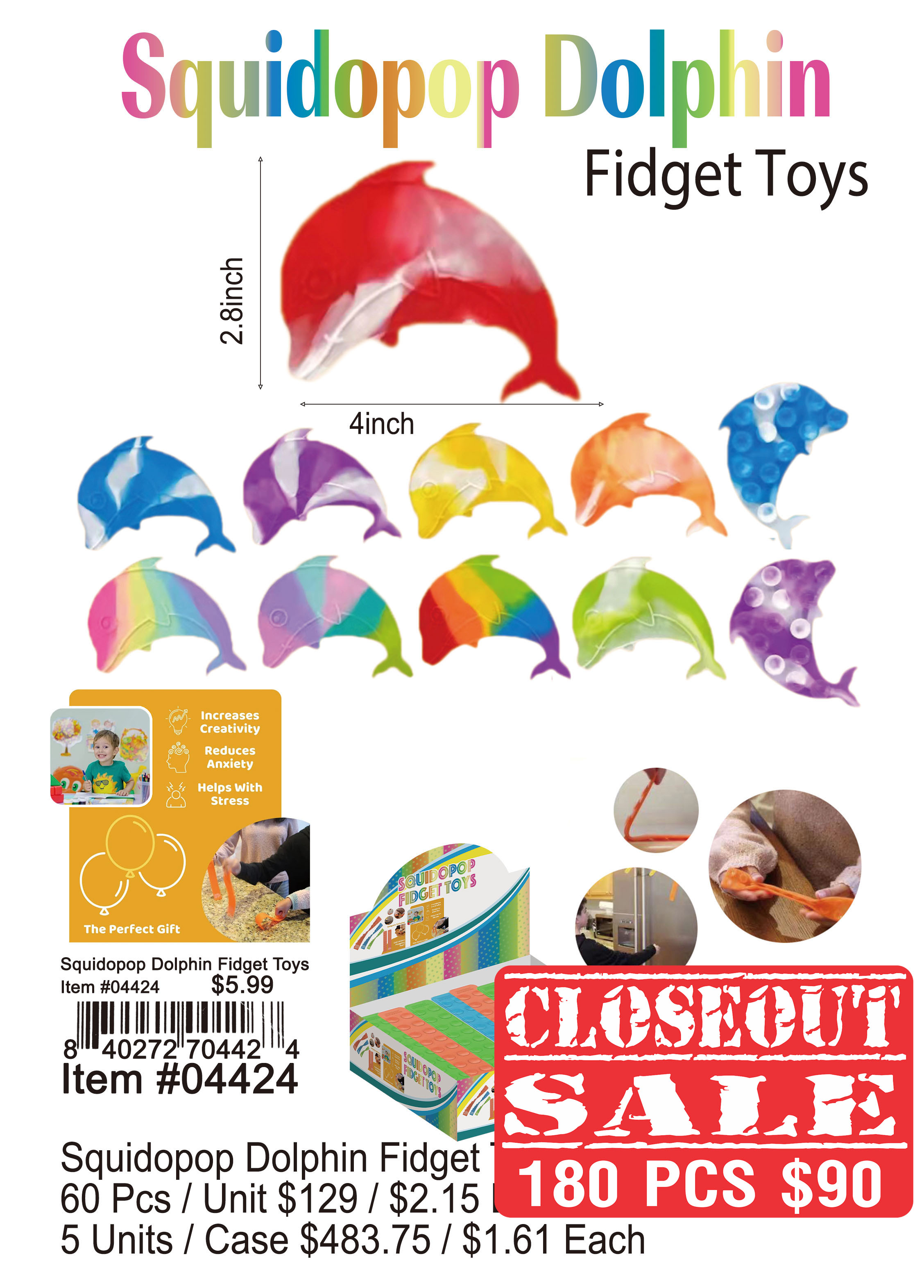 Squidopop Dolphin Fidget Toys (CL)